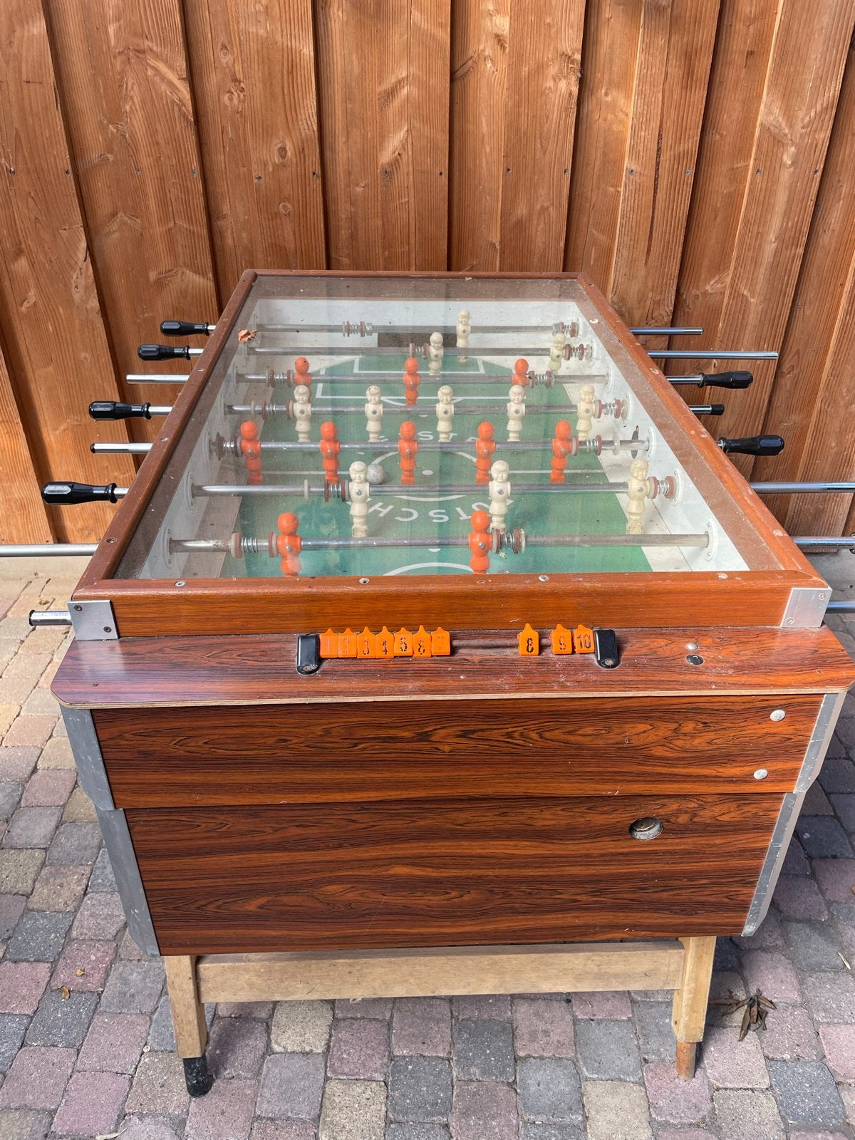 Vintage Deutscher Meister Voetbaltafel met Glasplaat, Een of twee spelers, Ophalen, Gebruikt