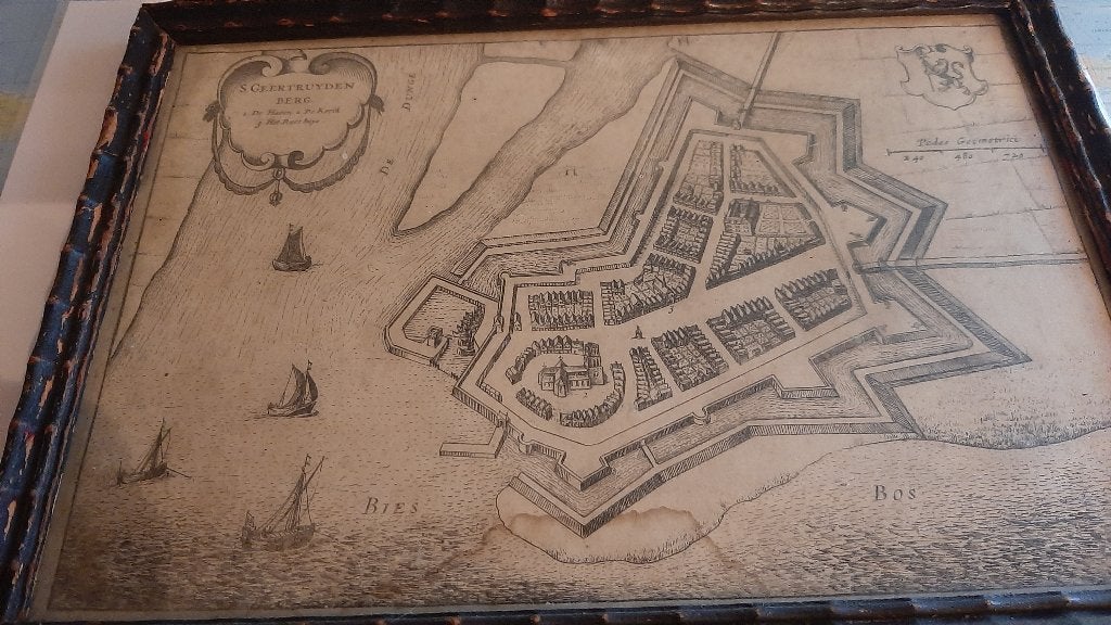 koper gravuren, Verzenden, Stadsgezicht, 23 cm, 1600 - 1699