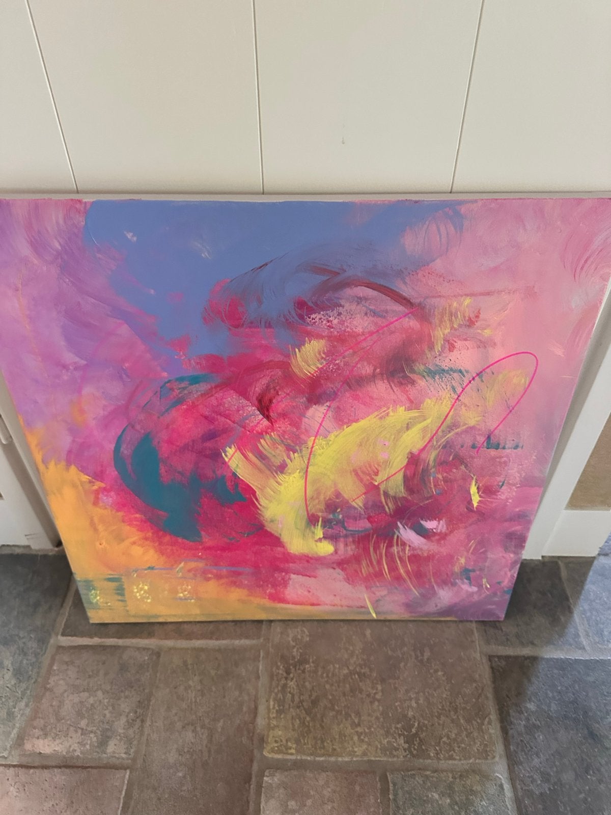 Abstract Schilderij: Levendige Kleurenexplosie, Antiek en Kunst, Ophalen