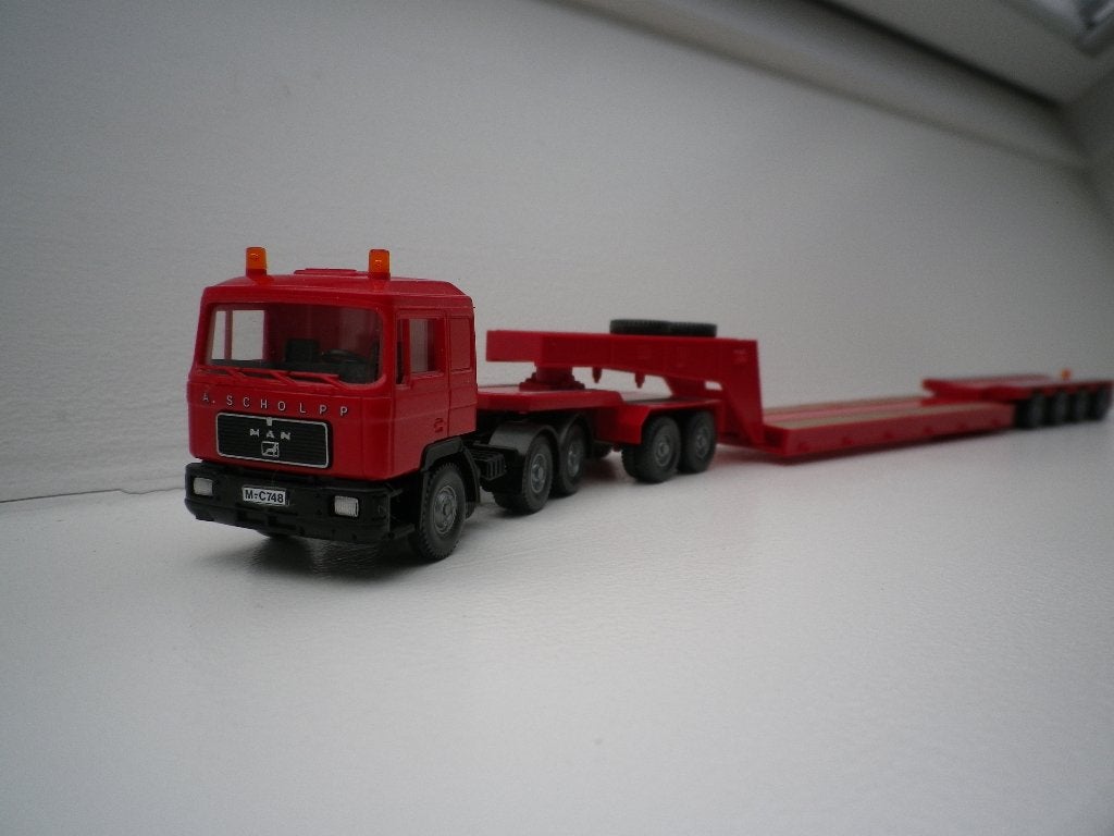 Wiking Man F90 dieplader combinatie Scholpp.  1/87 schaal, Ophalen of Verzenden, Zo goed als nieuw, Bus of Vrachtwagen, Wiking