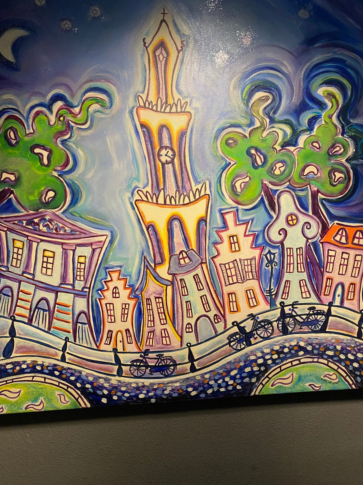 1001kleuren Eveline Bouwkamp schilderij Domtoren Utrecht, Ophalen