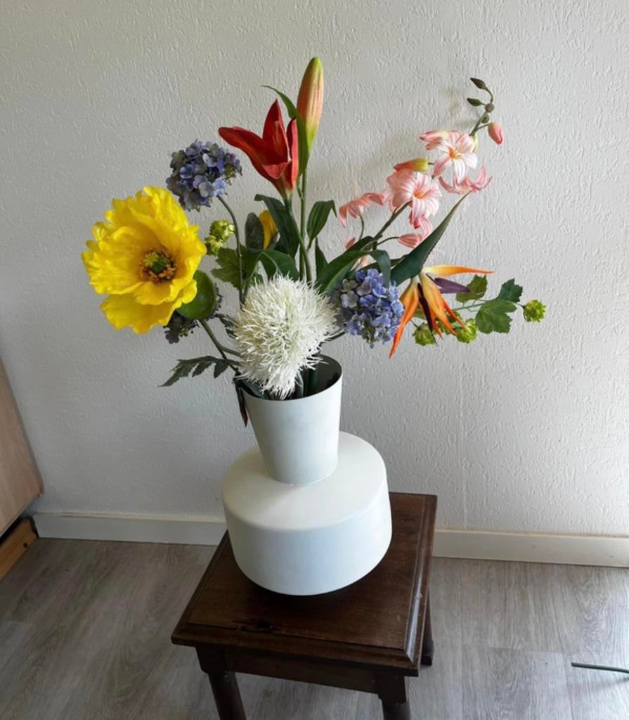 Kunstbloemen boeket geel roze nieuw, Ophalen of Verzenden, Zo goed als nieuw