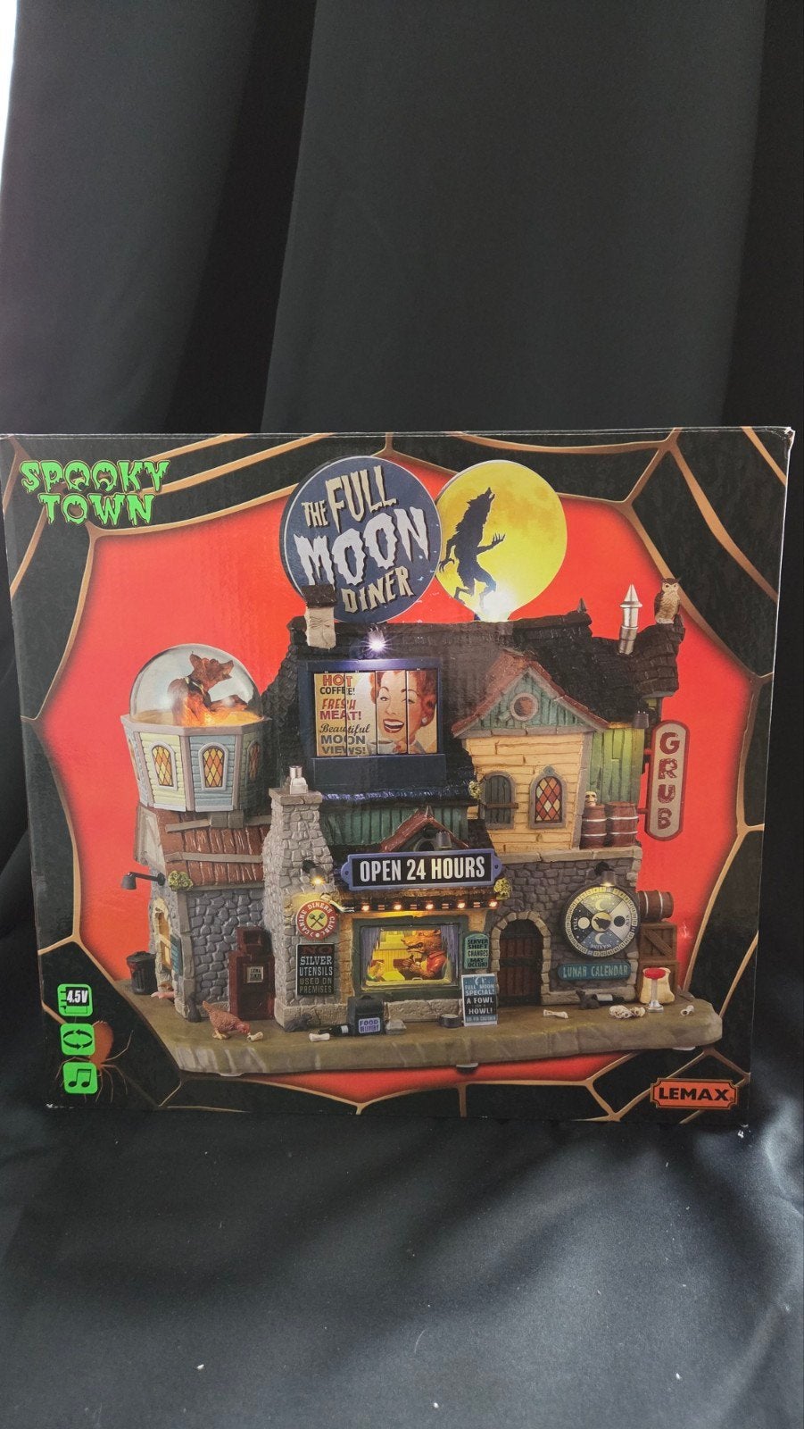 Lemax Spooky Town Full Moon Diner met licht en geluid, Ophalen of Verzenden, Nieuw