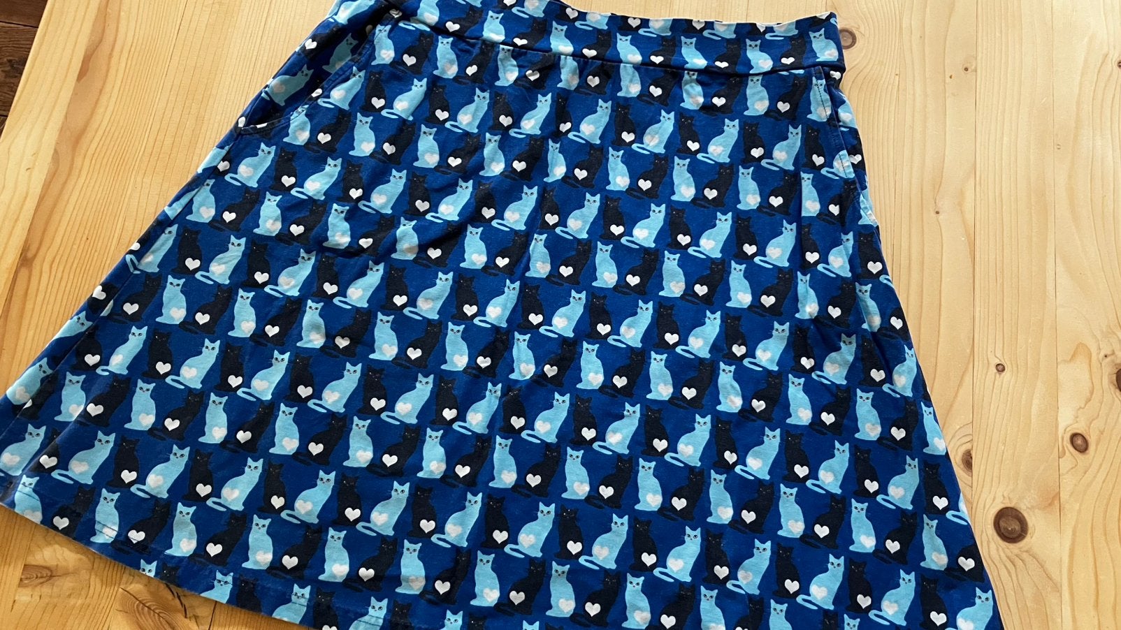 Tante Betsy rok, poezenprint ‍, Ophalen of Verzenden, Gedragen, Blauw, Knielengte