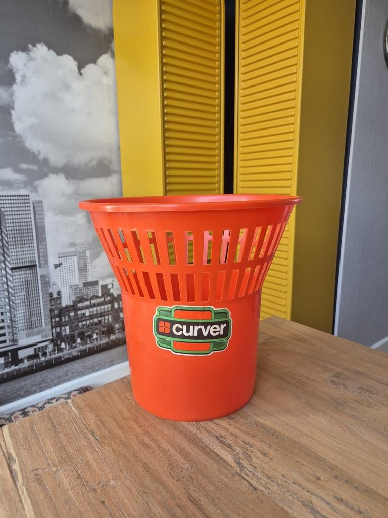 Vintage Curver prullenbak oranje, Verzamelen, Retro, Ophalen of Verzenden, Huis en Inrichting
