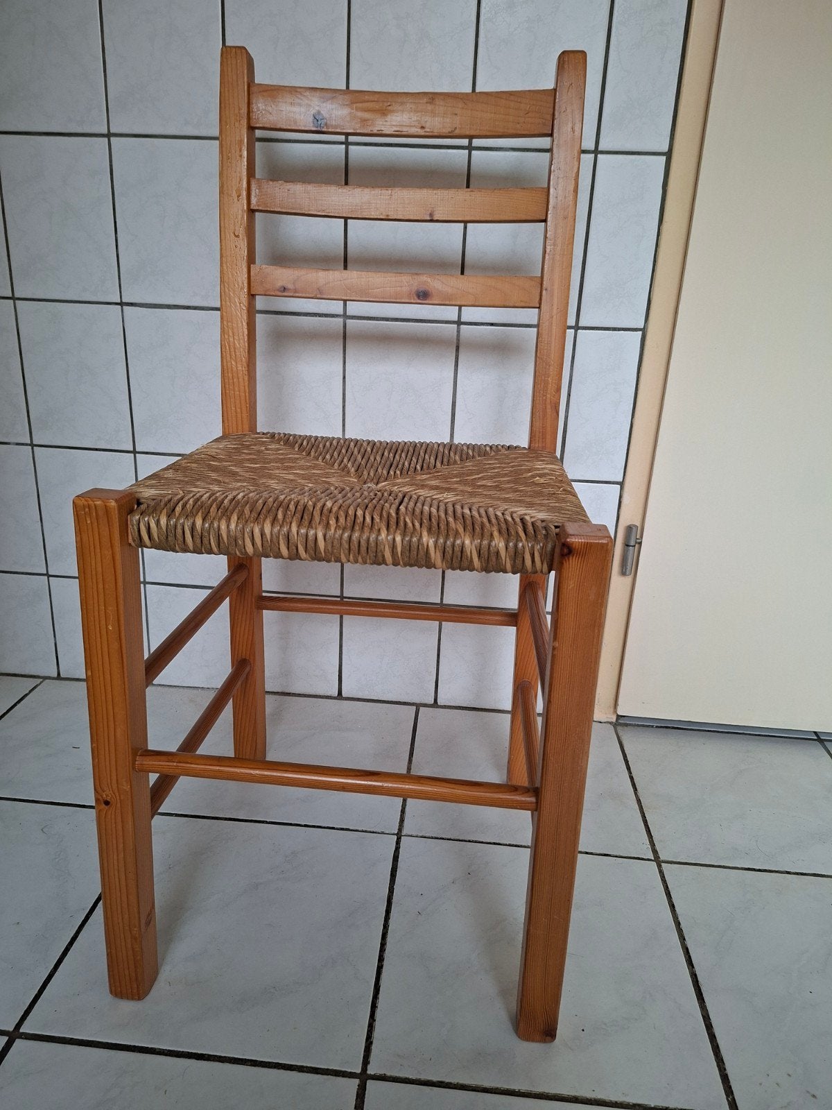 stoel met rieten zitting, Huis en Inrichting, Ophalen, Gebruikt, Bruin, Eén