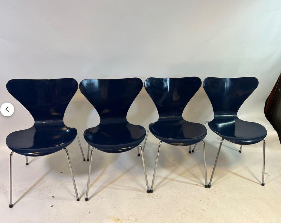 Fritz Hansen Butterfly chairs - set van 4, Ophalen, Gebruikt, Blauw, Vier