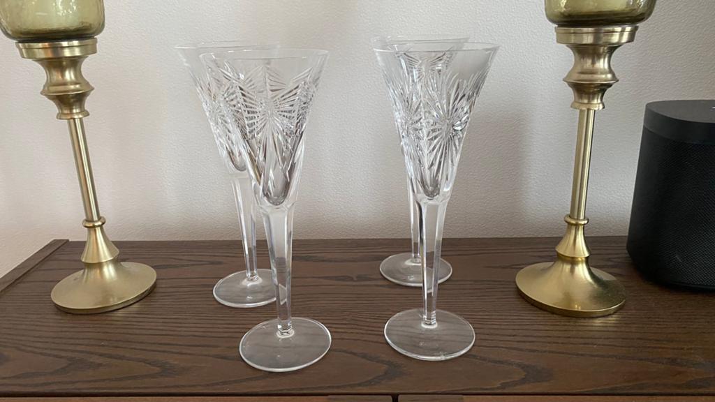 Four unique and beautful Waterford crystall glasses, Ophalen, Kristal