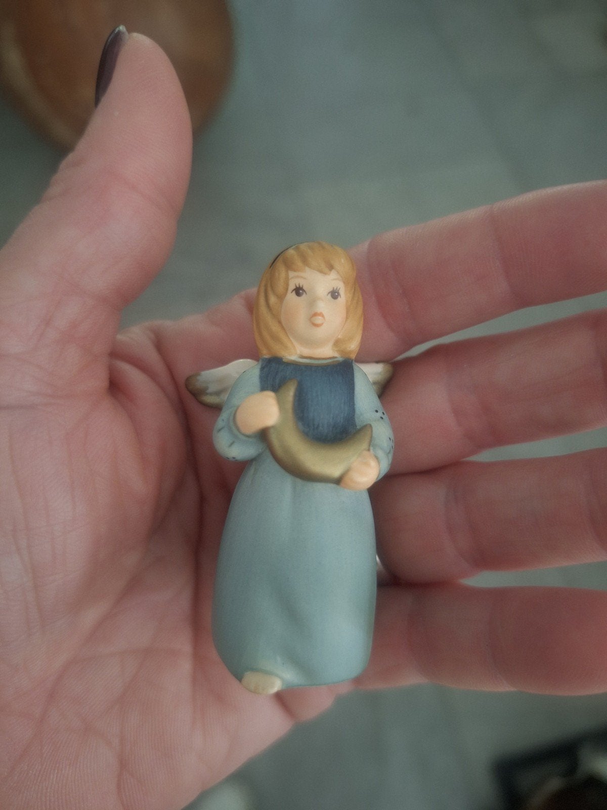 Goebel Engeltje met Maan - Vintage Porseleinen Beeldje, Ophalen of Verzenden