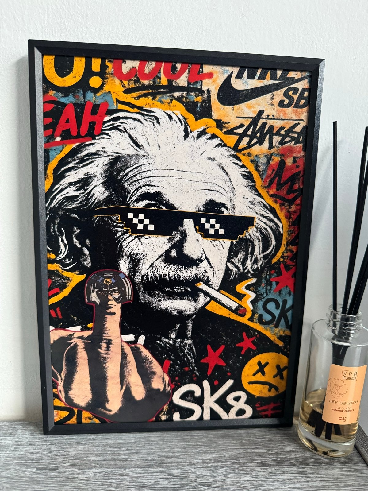Einstein Pop Art Poster 21x30cm met IKEA Lijst, Minder dan 50 cm, Nieuw, Ophalen of Verzenden, Foto of Poster
