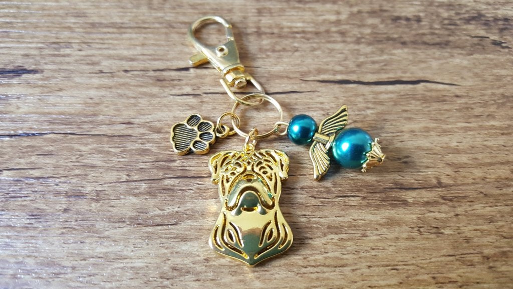Sleutel/Tashanger Amerikaanse bulldog met beschermengeltje, Verzenden, Nieuw, Overige kleuren, Handtas