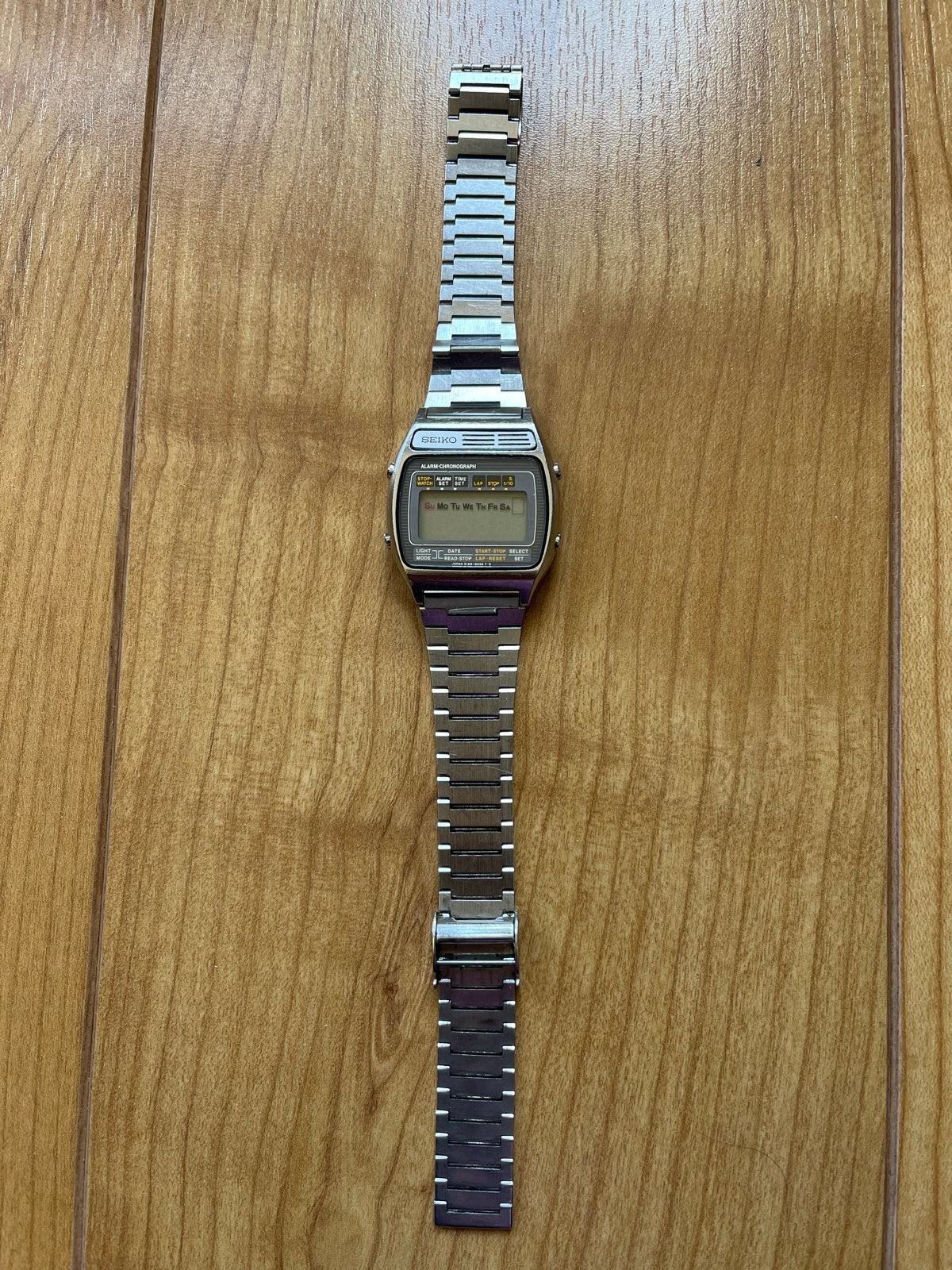 Seiko Vintage Alarm Chronograph A158-5030 Jaren 70, Ophalen, Seiko, Staal, Met bandje