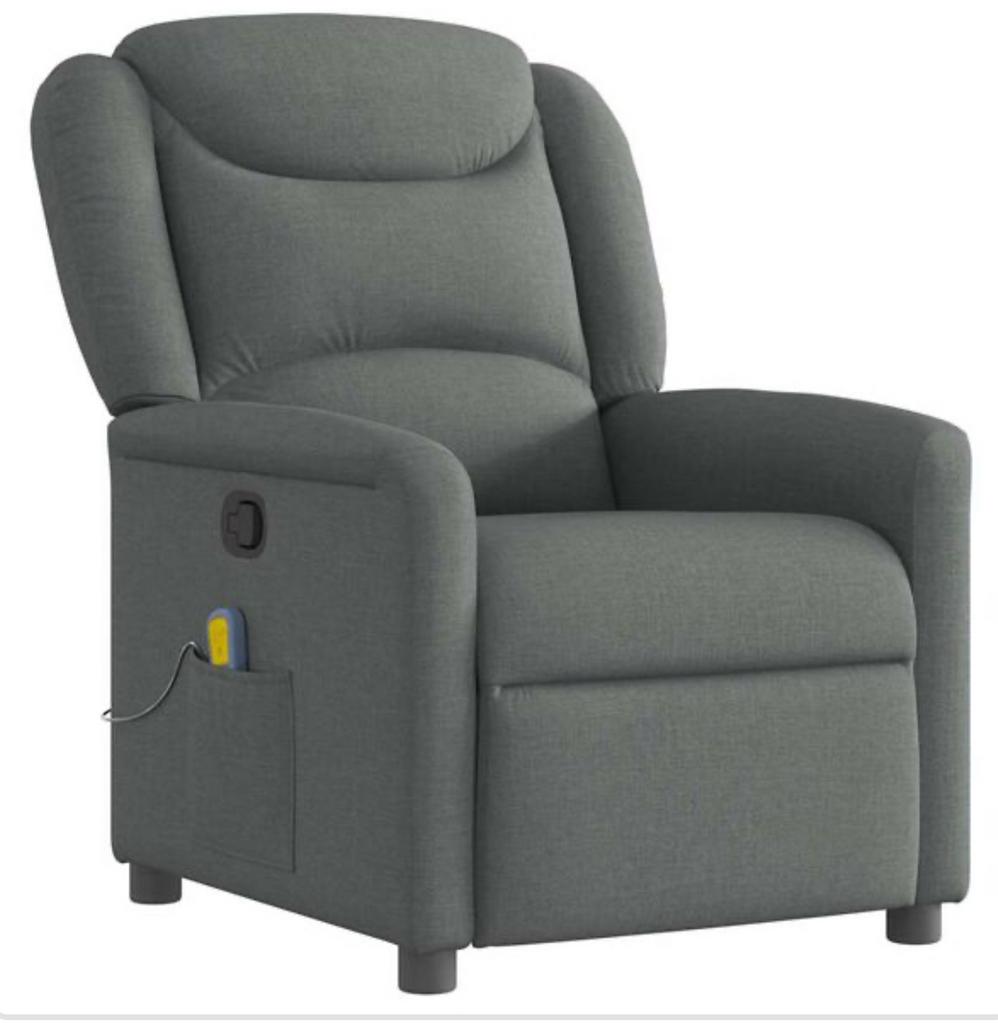 Verstelbare Massagestoel - Donkergrijs Stof, Ophalen, Nieuw, Stof, 75 tot 100 cm