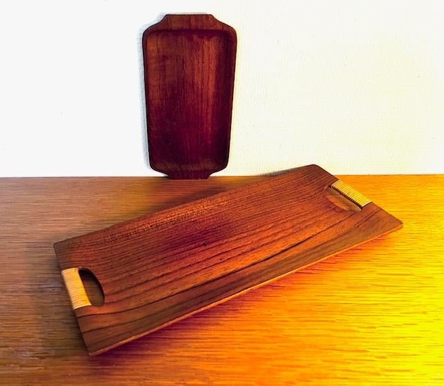 Vintage teakhouten dienblad, Ophalen of Verzenden, Rechthoekig, Hout