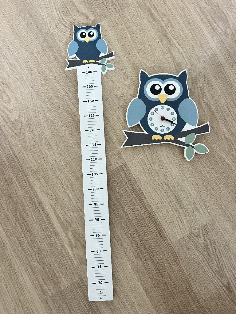 Inepien klok en meetlat kinderkamer, Overige merken, Ophalen of Verzenden, Zo goed als nieuw, Ophangbaar