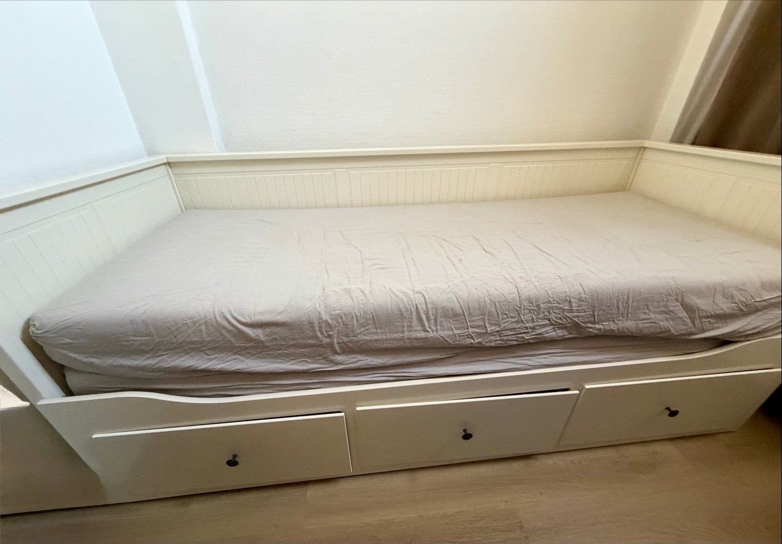 IKEA Hemnes bedbank met 3 lades, incl 2 IKEA matrassen, Ophalen, Wit, Tweepersoons, 80 cm