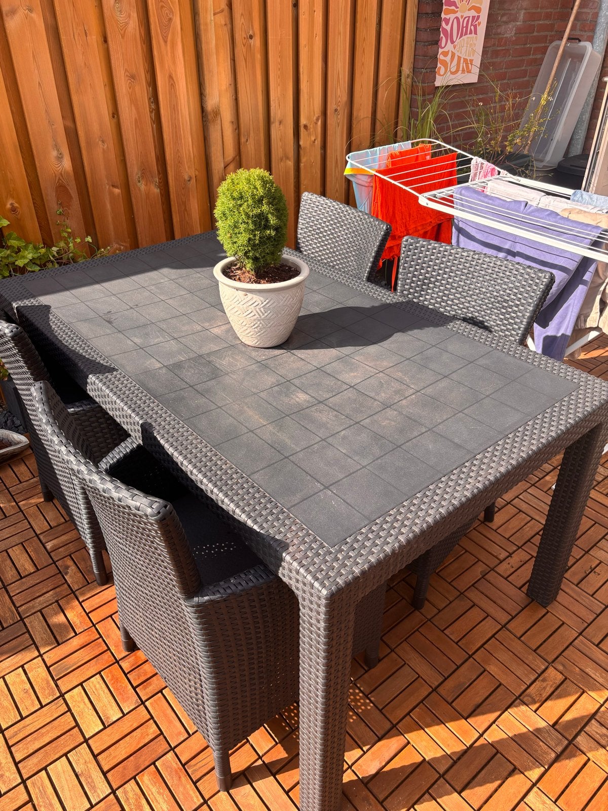 Tuin Tafel Melody Grijs zonder stoelen - 160x94,5x74,5 cm, Ophalen of Verzenden, Gebruikt, Rechthoekig, Kunststof