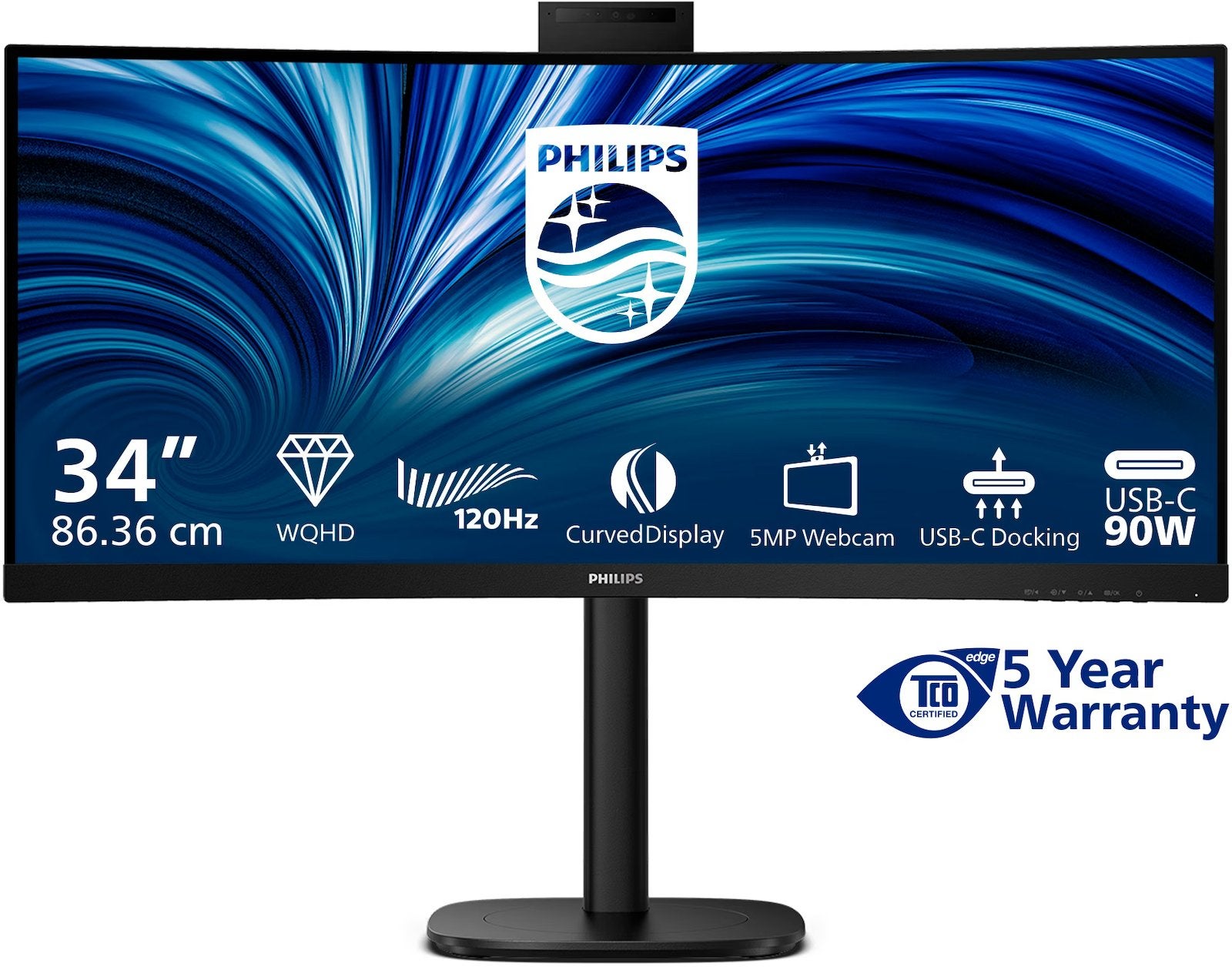 Philips 34B2U3600CH 34” WQHD Ultrawide USB-C Monitor, Computers en Software, Monitoren, 3 tot 5 ms, VA, Ophalen of Verzenden, Zo goed als nieuw