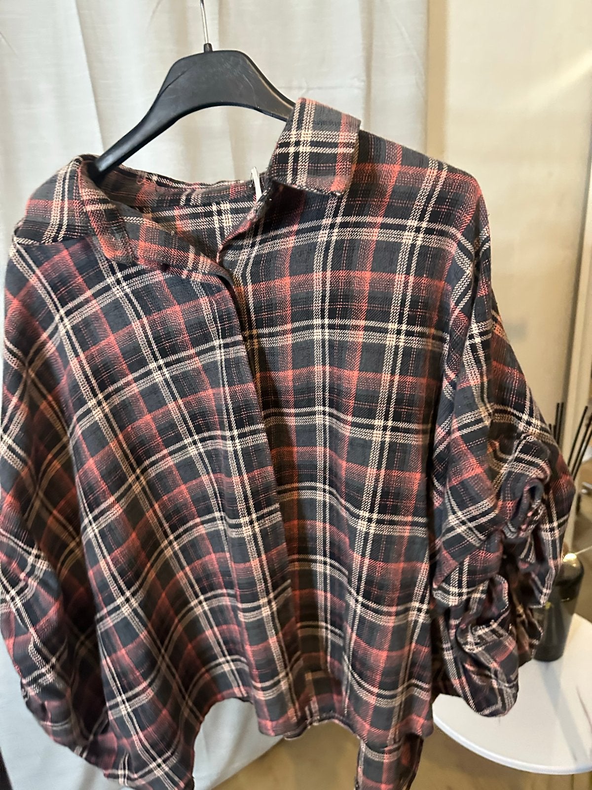 Roze geruite blouse - One Size, Kleding | Dames, Ophalen of Verzenden, Gedragen, Maat 38/40 (M), Roze