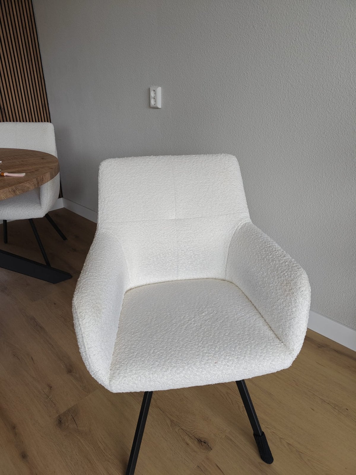Zitmaxx Tyren eetkamerstoelen - Beige/witte teddy stof, Ophalen, Wit, Zo goed als nieuw, Vier