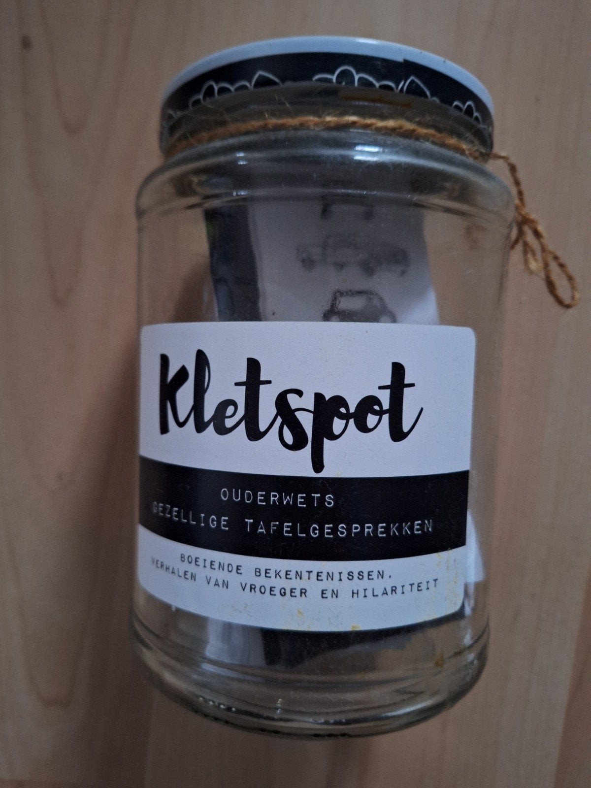 Kletspot voor gezellige tafelgesprekken, Ophalen, Zo goed als nieuw, Meerkleurig, Glas