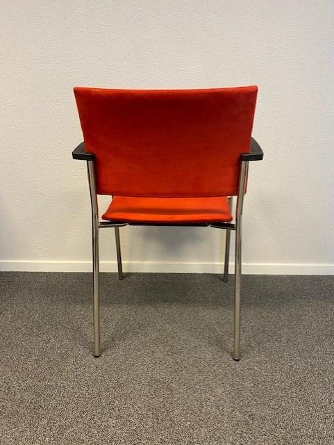 Vergaderstoelen Casala Feniks rood 4-poots stapelbaar 8x, Niet ingevuld, Gebruikt, Stof, Niet ingevuld