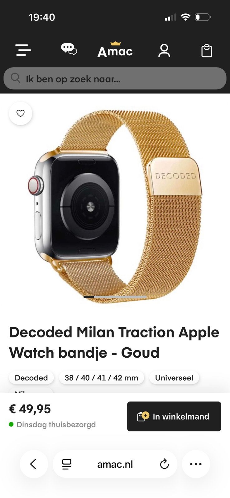 Decoded Apple Watch bandje - Goud, Ophalen of Verzenden, Zo goed als nieuw, Roze, IOS