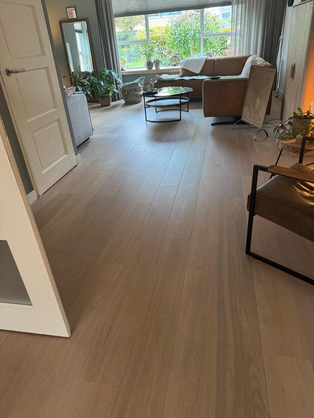White wash eiken vloer, ruim 55 m2, 186x19cm, Gebruikt, 10 m² of meer, 10 tot 30 cm, Hout