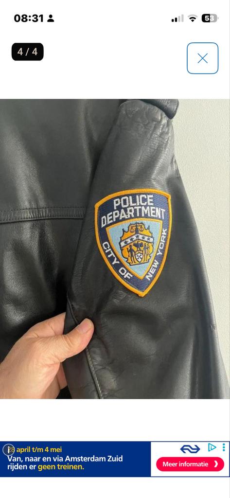 NYPD Jack XLH - Leren Jas met Patches, Ophalen of Verzenden, Gedragen, Maat 56/58 (XL), Zwart