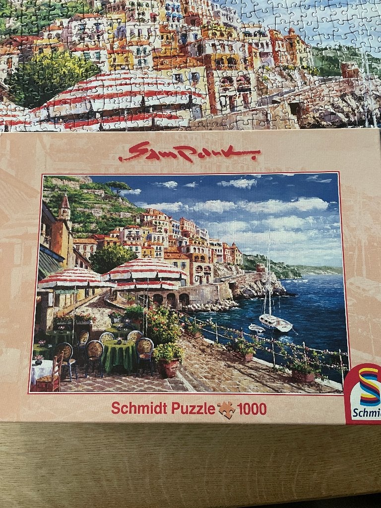 Schmidt legpuzzel Sam Park Italie Amalfi kust 1000 stukjes, Ophalen of Verzenden, 500 t/m 1500 stukjes, Zo goed als nieuw, Legpuzzel