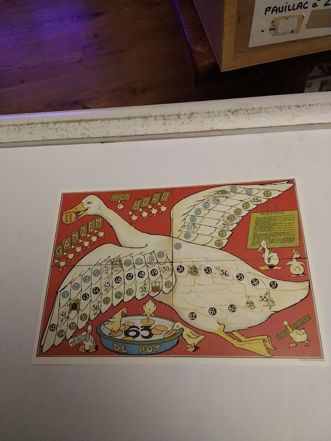 Vintage Ganzenbord reproductie - Daan Hoeksma (ca. 1910), Ophalen of Verzenden