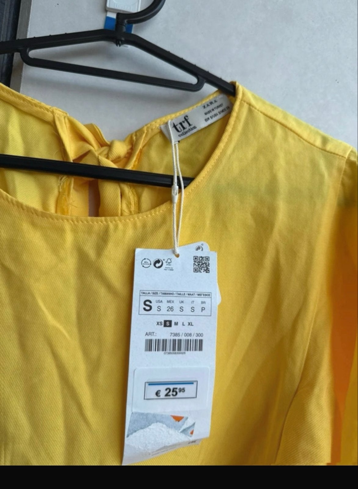 Zara Gele Top met Ruches en Strikdetail S, Geel, Nieuw, Ophalen of Verzenden, Korte mouw