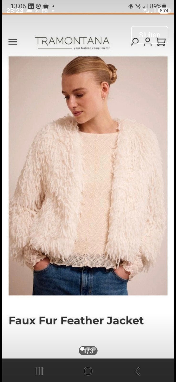 Tramontana Faux Fur Feather Jacket - Crème, Maat 38/40 (M), Tramontana, Beige, Nieuw