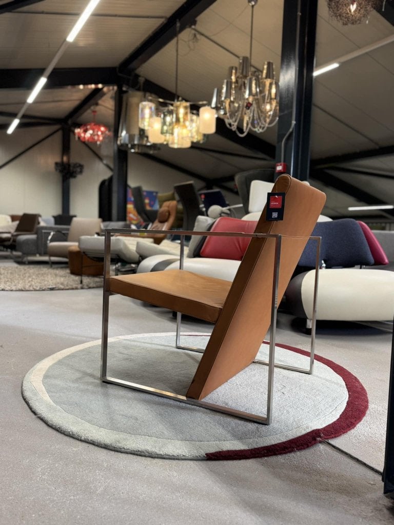 Nieuw Arco Spine Fauteuil cognac leer design stoel, Huis en Inrichting, Fauteuils, Arco, Minder dan 75 cm, Nieuw, Leer