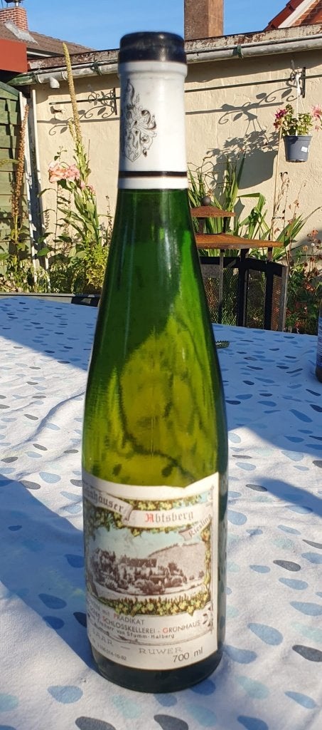 Wijn 1981 Maximin Grünhäuser Riesling (Spätlese) Abtsberg, Overige gebieden, Ophalen of Verzenden, Vol, Witte wijn