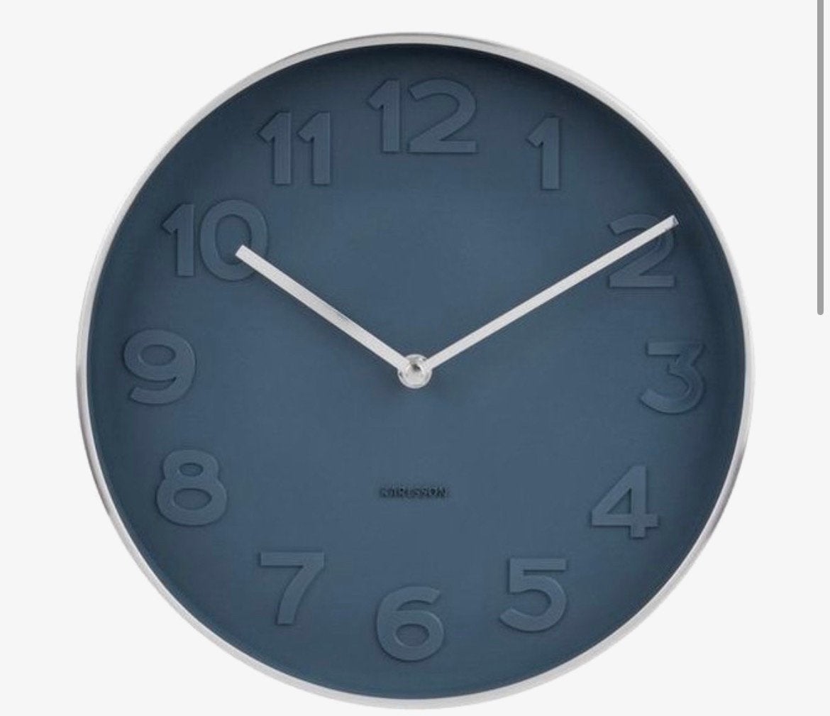 Karlsson Wandklok Mr. Blue Numbers Blauw - Ø 51 cm, Huis en Inrichting, Woonaccessoires | Klokken, Ophalen, Wandklok, Analoog
