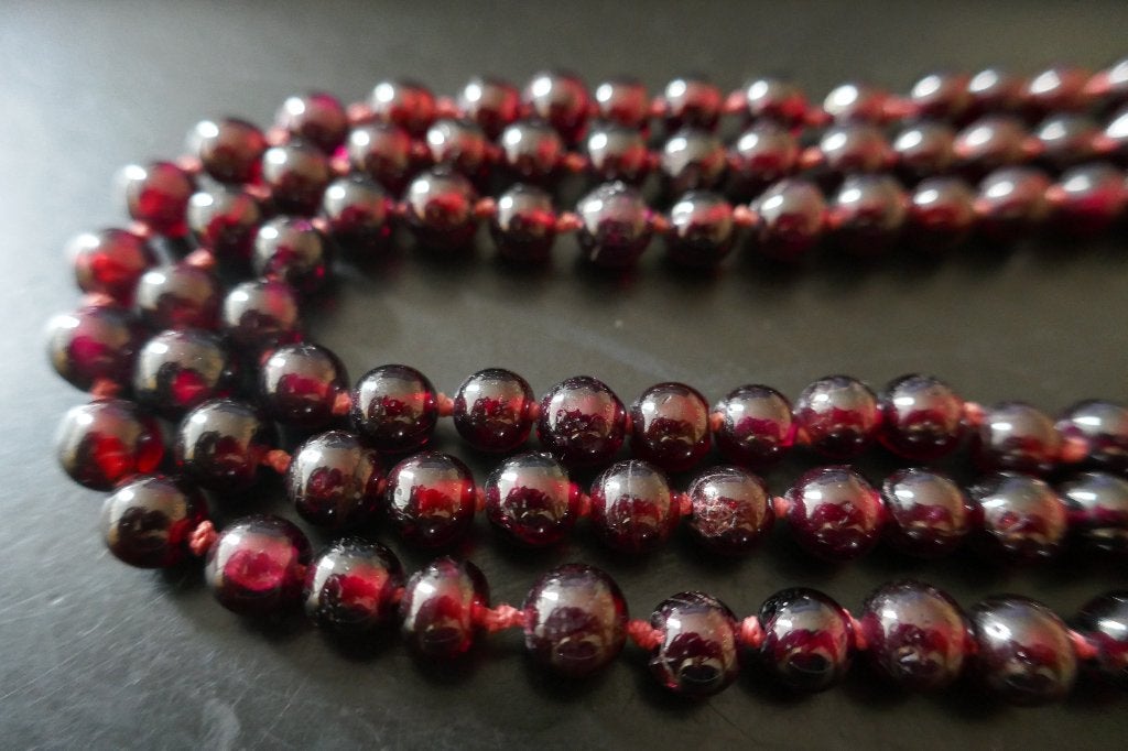 Antieke   3 dubbele granaten collier, Sieraden, Tassen en Uiterlijk, Antieke sieraden, Verzenden, Overige materialen, Ketting