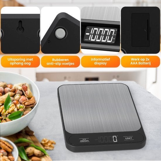 Keukenweegschaal Digitaal - Weegschaal Keuken - 1g tot 10kg, Minder dan 10 kg, Keukenweegschaal, 1 tot 500 gram, Verzenden
