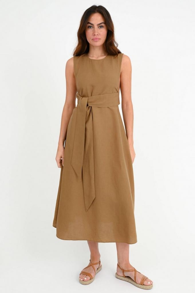 Closed linnenmix midi dress nieuw, Kleding | Dames, Maat 38/40 (M), Bruin, Closed, Nieuw