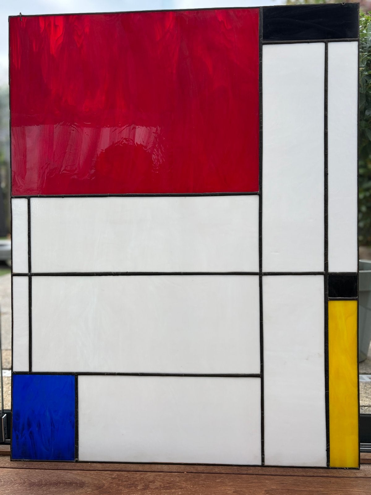 5 Glas-in-lood kunstwerken in Mondriaan stijl, Antiek en Kunst, Meerkleurig, Ophalen, Glas, Handgemaakt