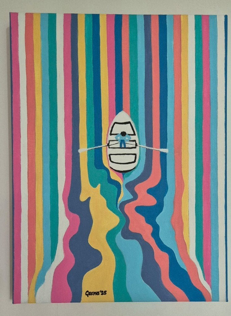 Zelf geschilderd op doek met acryl 30 x 40, 3D, Ophalen