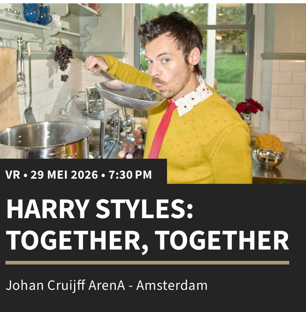2x Tickets zitplaatsen Harry Styles 29 mei Arena, Twee personen, Mei
