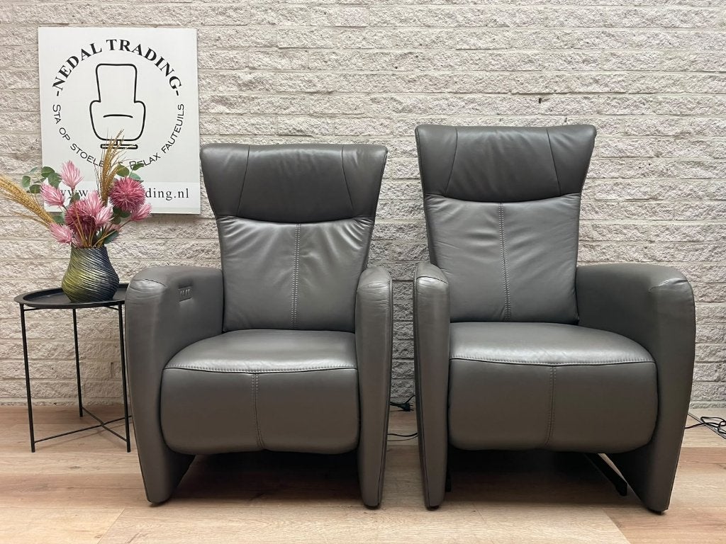 Set leren Relaxfauteuil en sta op stoel Prominent Sorisso, N, N, Minder dan 75 cm, Leer