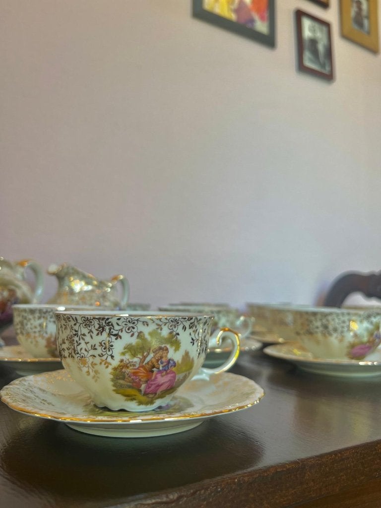 HK Bavaria Germany 24 Karat Gold theeservies 27-delig, Antiek en Kunst, Antiek | Servies compleet, Ophalen