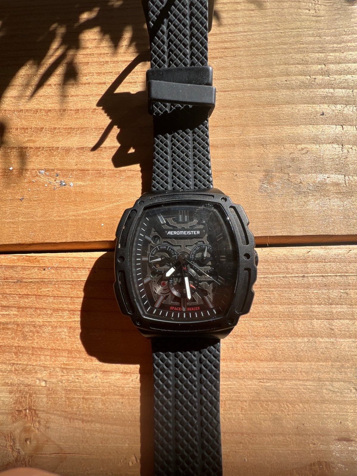 Aeromeister Space Series Horloge - Zwart, Sieraden, Tassen en Uiterlijk, Overige merken, Kunststof, Gebruikt, Polshorloge