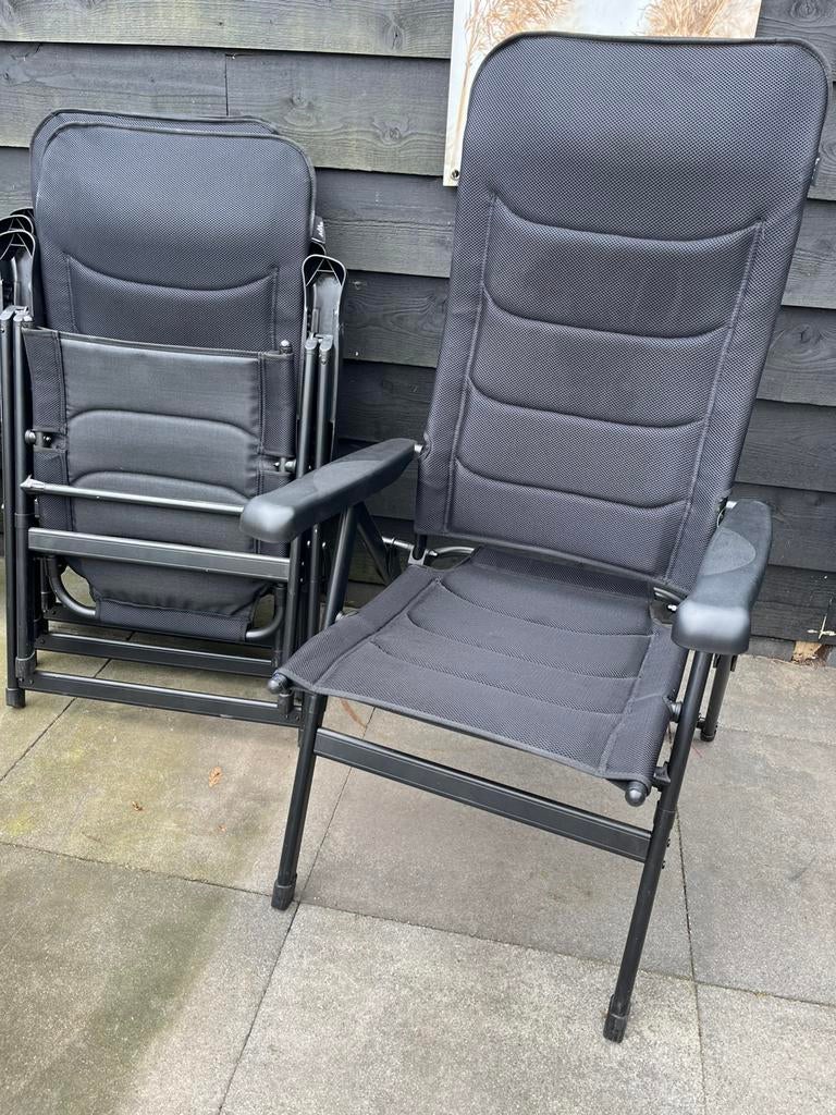Obelink Barones 3D 4 campingstoelen zwart 1x gebruikt, Caravans en Kamperen, Kampeermeubelen, Ophalen, Zo goed als nieuw, Campingstoel