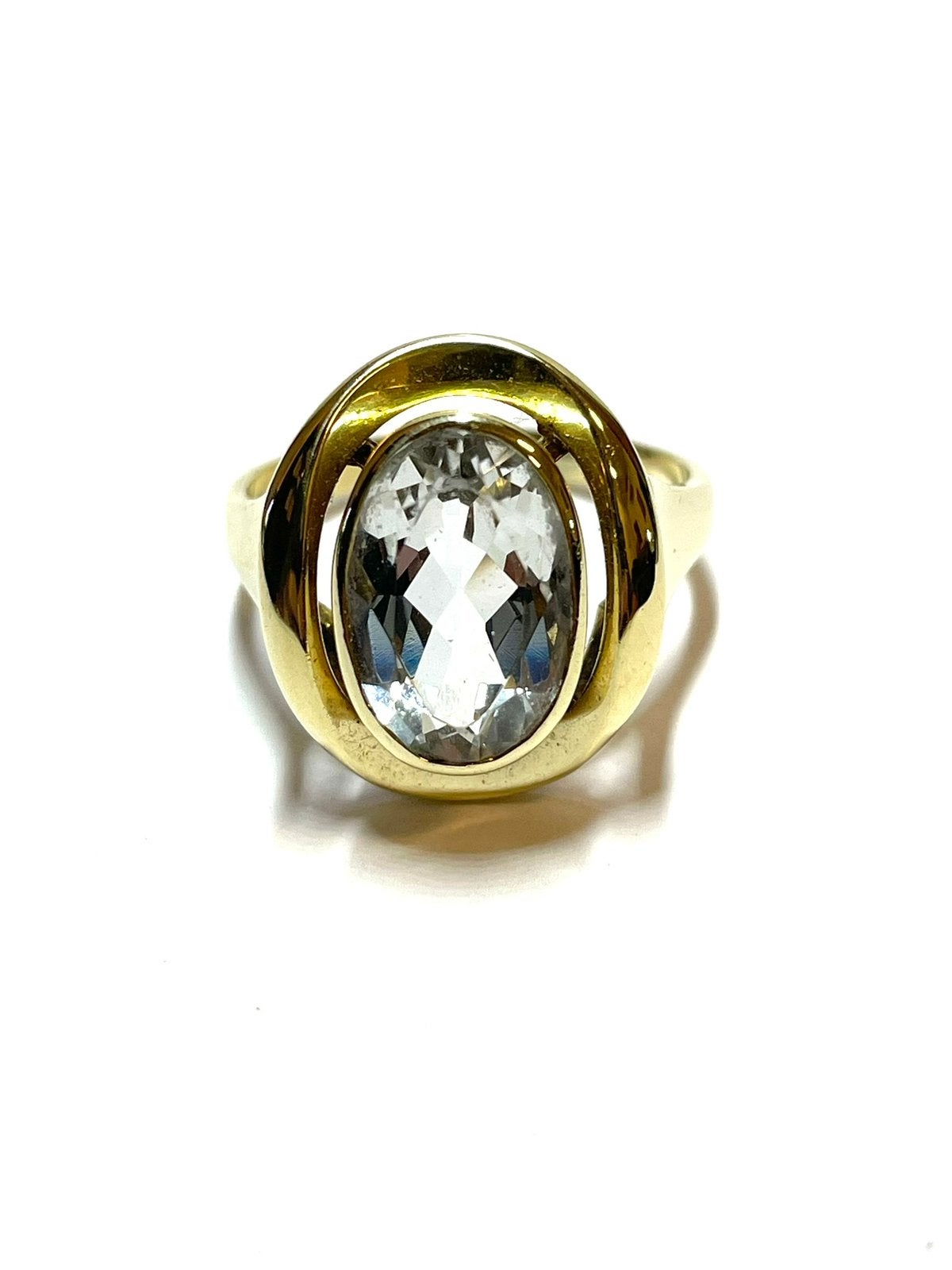 14k gouden ring met een aquamarijn, 18 tot 19, -, -, Ophalen of Verzenden