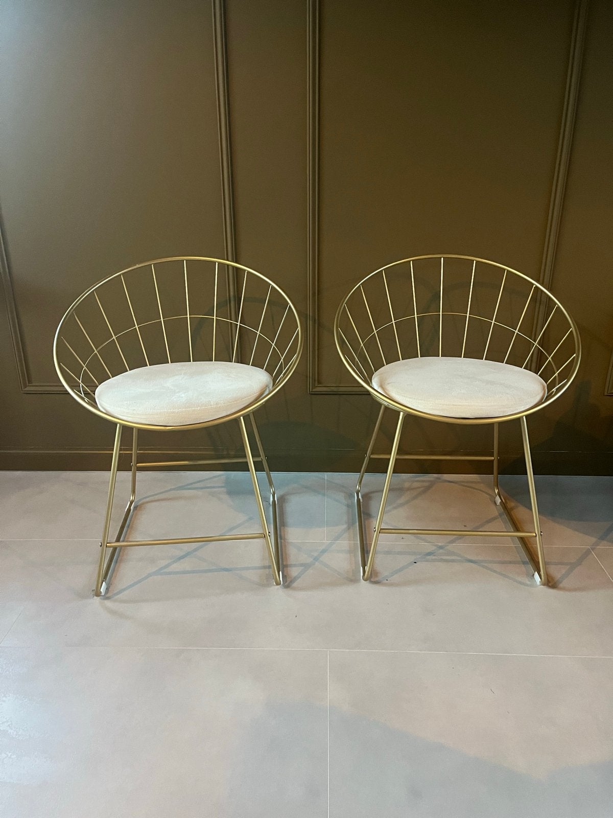 Set van 2 gouden eetkamerstoelen vintage retro stijl, Twee, Overige kleuren, Ophalen of Verzenden, Zo goed als nieuw