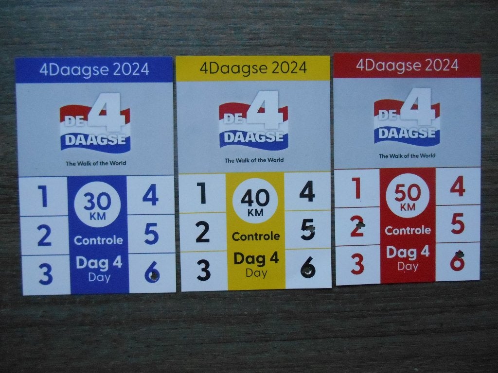 Vierdaagse controlekaart 30 - 40 en 50 km van 2024, Ophalen of Verzenden, Gebruikt, Overige typen