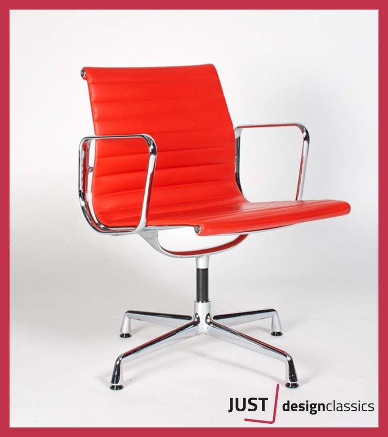 Vitra Eames ea108 Oranje Rood Leder Chroom (voorraad:5), Niet ingevuld, Zo goed als nieuw, Niet ingevuld, Niet ingevuld